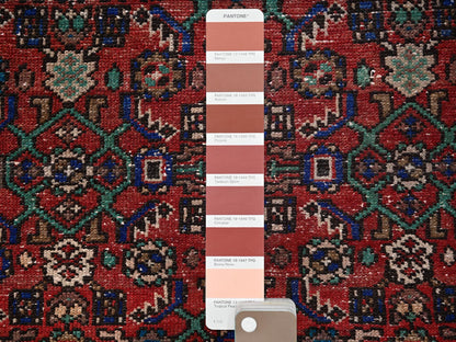Vintage hand-knotted wool runner in Red & Brown, 2'10" x 9'3" — SKU O01682 (view 4)