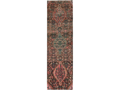 Brown 2'6" x 8'7" Vintage Hand knotted Wool Rug - Sku: O01684