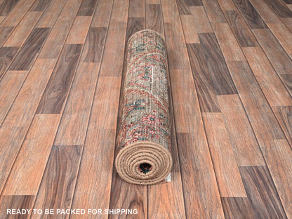 Brown 2'6" x 8'7" Vintage Hand knotted Wool Rug - Sku: O01684