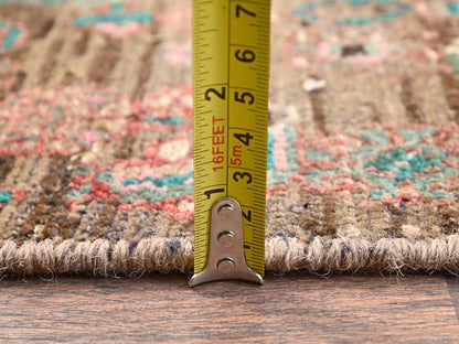 Brown 2'6" x 8'7" Vintage Hand knotted Wool Rug - Sku: O01684