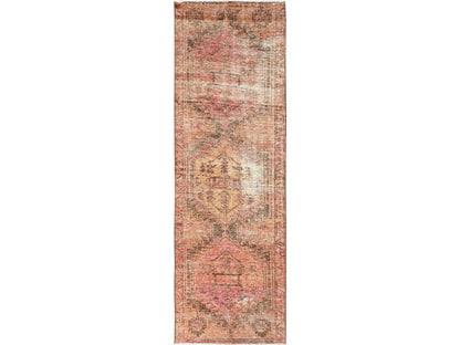 Brown 2'9" x 9'1" Vintage Hand knotted Wool Rug - Sku: O01685