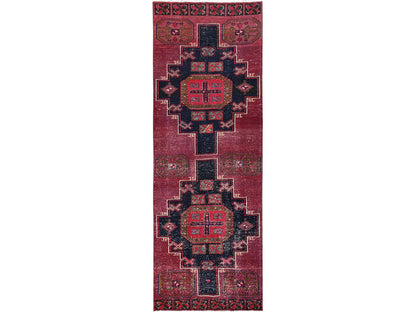Hamadan Vintage hand-knotted wool runner in Pink, 3'1" x 8'10" — SKU O01686