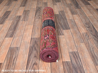 Hamadan Vintage hand-knotted wool runner in Pink, 3'1" x 8'10" — SKU O01686 (view 5)
