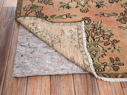 Vintage hand-knotted wool runner in Pink & Brown, 2'9" x 8'8" — SKU O01687 (view 3)
