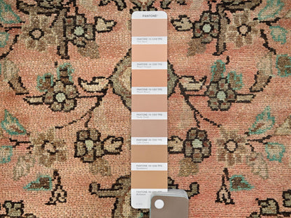 Vintage hand-knotted wool runner in Pink & Brown, 2'9" x 8'8" — SKU O01687 (view 4)