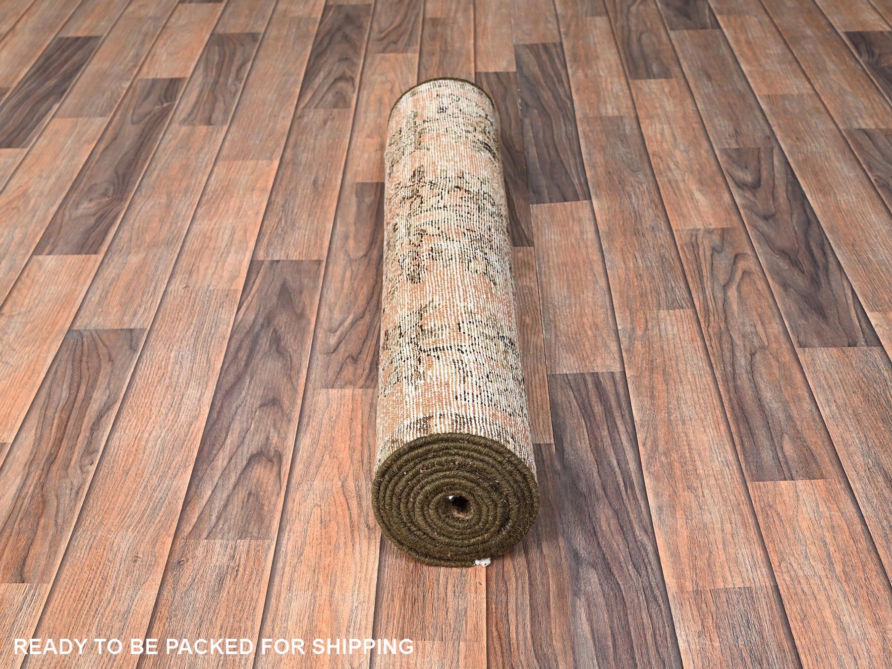 Vintage hand-knotted wool runner in Pink & Brown, 2'9" x 8'8" — SKU O01687 (view 5)