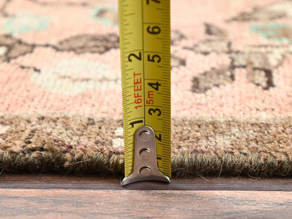 Vintage hand-knotted wool runner in Pink & Brown, 2'9" x 8'8" — SKU O01687 (view 6)