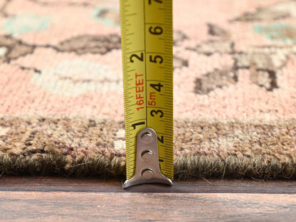 Vintage hand-knotted wool runner in Pink & Brown, 2'9" x 8'8" — SKU O01687 (view 6)