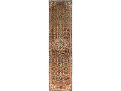 Vintage hand-knotted wool runner in Brown, 2'5" x 9'7" — SKU O01694