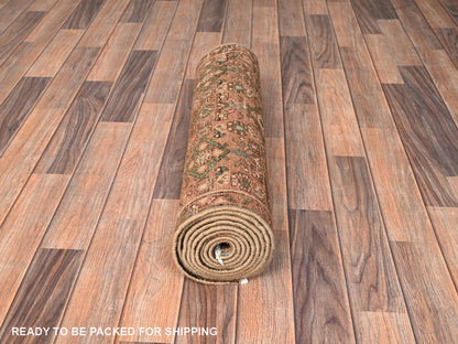 Brown 2'5" x 9'7" Vintage Hand knotted Wool Rug - Sku: O01694