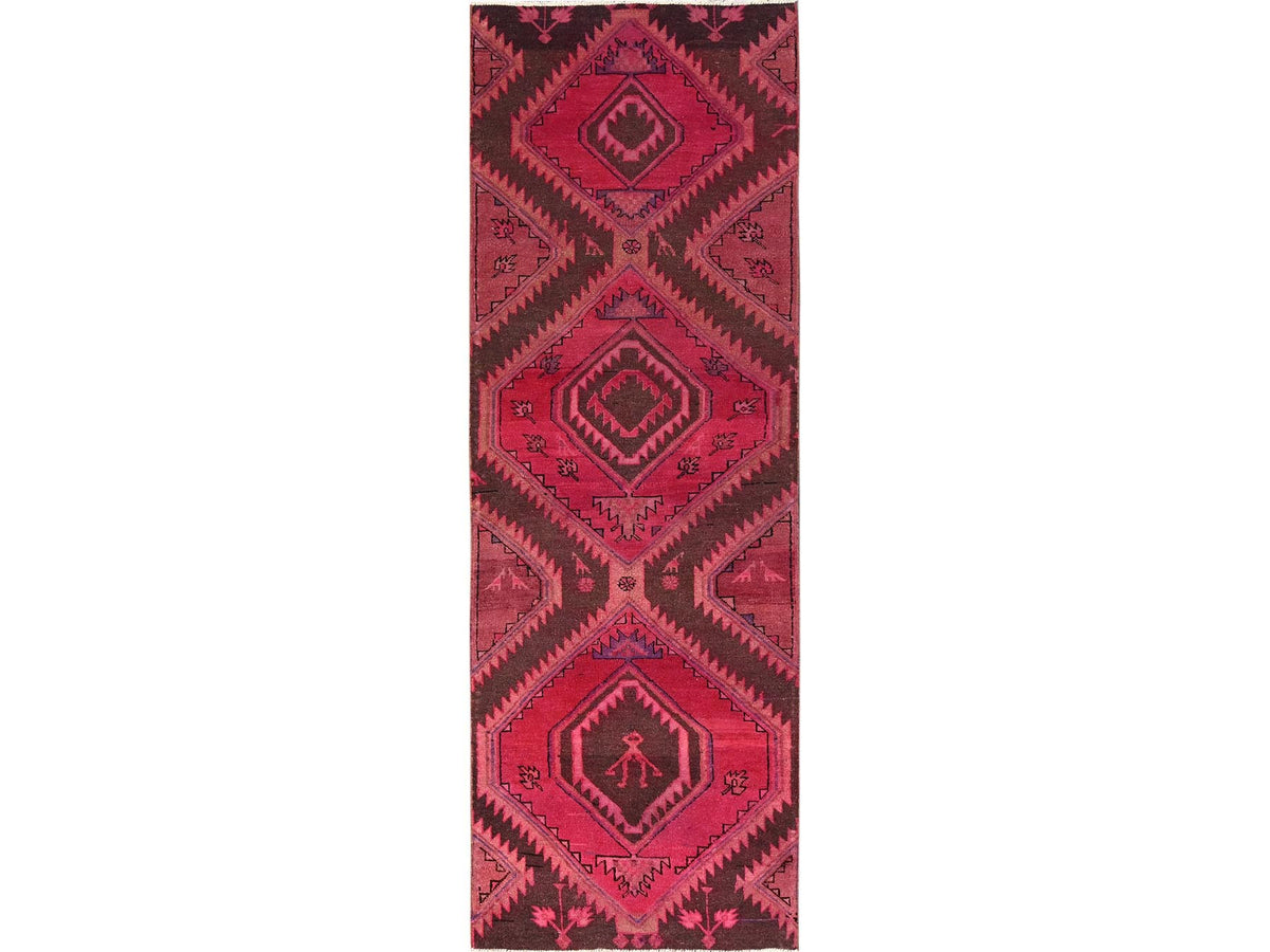 Kerman Vintage hand-knotted wool runner in Overdyed, 2'11" x 9' — SKU O01696