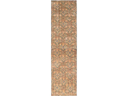 Brown 2'5" x 9'7" Vintage Hand knotted Wool Rug - Sku: O01700