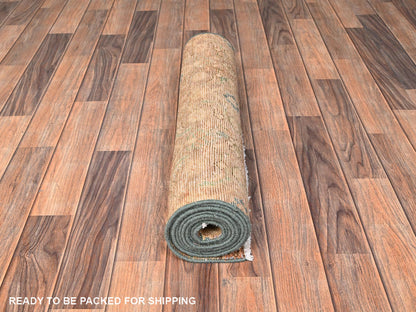 Brown 2'5" x 9'7" Vintage Hand knotted Wool Rug - Sku: O01700