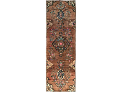 Brown 2'9" x 8'6" Vintage Hand knotted Wool Rug - Sku: O01701