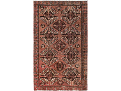 Brown 3'7" x 6'1" Vintage Hand knotted Wool Rug - Sku: O01706