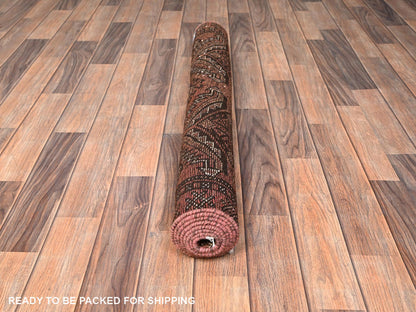 Brown 3'7" x 6'1" Vintage Hand knotted Wool Rug - Sku: O01706