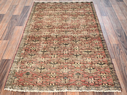 Vintage hand-knotted wool rug in Red & Brown, 2'9" x 4'6" — SKU O01711 (view 2)