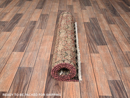 Red 2'9" x 4'6" Vintage Hand knotted Wool Rug - Sku: O01711