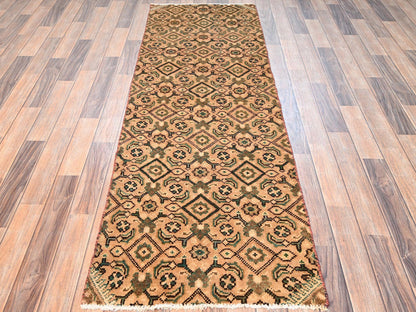 Brown 2'5" x 7'6" Vintage Hand knotted Wool Rug - Sku: O01714