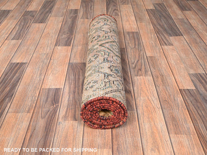 Brown 2'5" x 7'6" Vintage Hand knotted Wool Rug - Sku: O01714