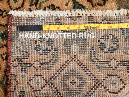 Brown 2'5" x 7'6" Vintage Hand knotted Wool Rug - Sku: O01714