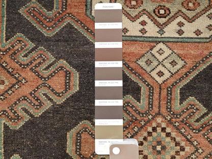 Brown 2'10" x 9'0" Vintage Hand knotted Wool Rug - Sku: O01716