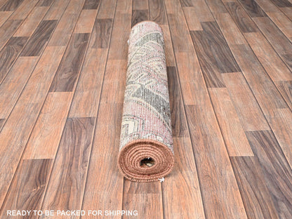 Brown 2'10" x 9'0" Vintage Hand knotted Wool Rug - Sku: O01716