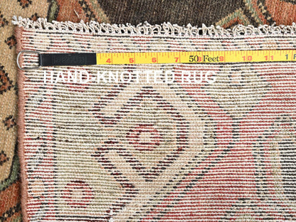 Brown 2'10" x 9'0" Vintage Hand knotted Wool Rug - Sku: O01716
