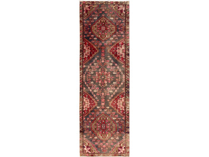 Brown 2'11" x 9'10" Vintage Hand knotted Wool Rug - Sku: O01717