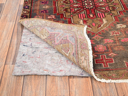 Brown 2'11" x 9'10" Vintage Hand knotted Wool Rug - Sku: O01717