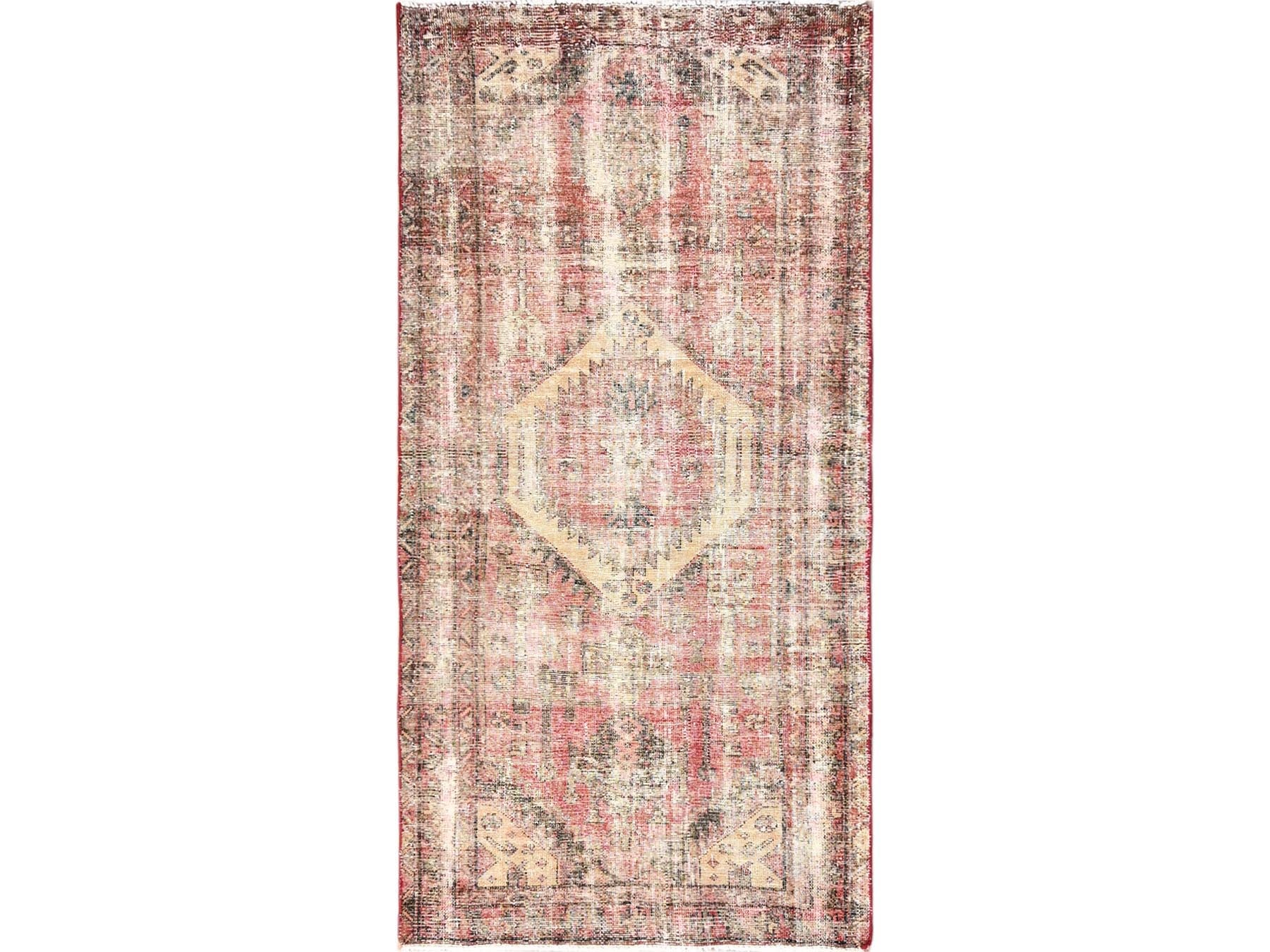 Hamadan Vintage hand-knotted wool runner in Red, 3'2" x 6'5" — SKU O01718