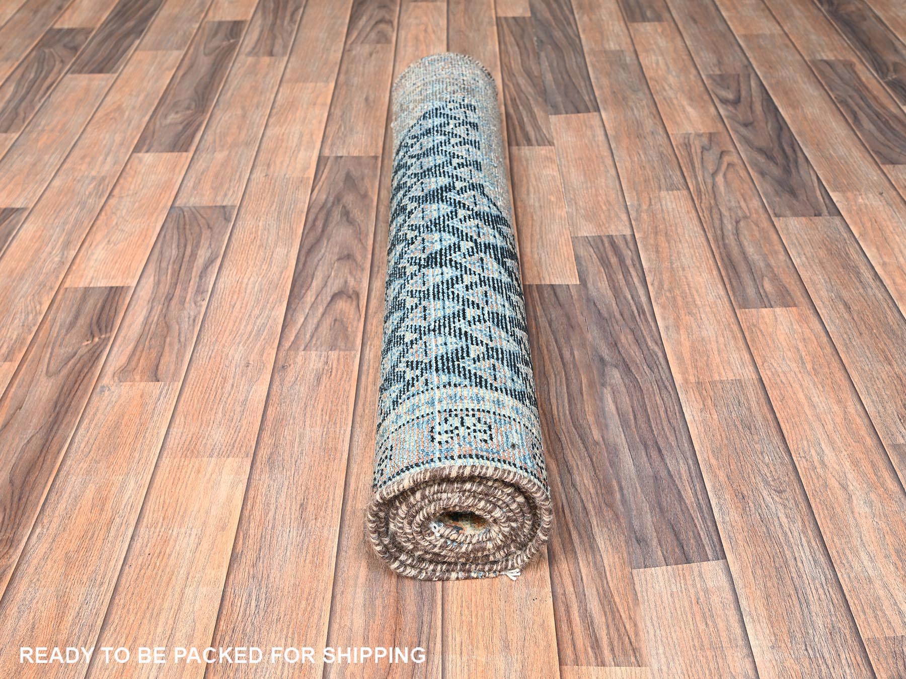 Vintage hand-knotted wool runner in Green & Red, 3' x 8'6" — SKU O01720 (view 5)