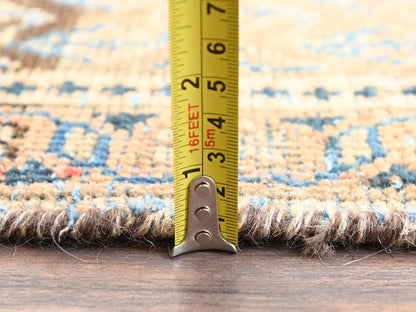 Vintage hand-knotted wool runner in Green & Red, 3' x 8'6" — SKU O01720 (view 6)