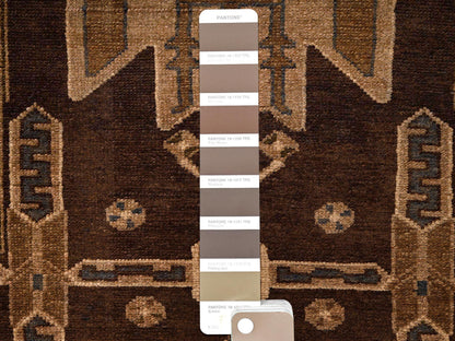 Brown 3'5" x 9'3" Vintage Hand knotted Wool Rug - Sku: O01724