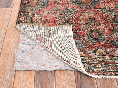 Vintage hand-knotted wool runner in Red & Brown, 3'3" x 13' — SKU O01725 (view 3)