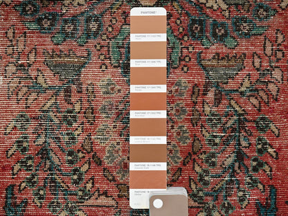 Vintage hand-knotted wool runner in Red & Brown, 3'3" x 13' — SKU O01725 (view 4)