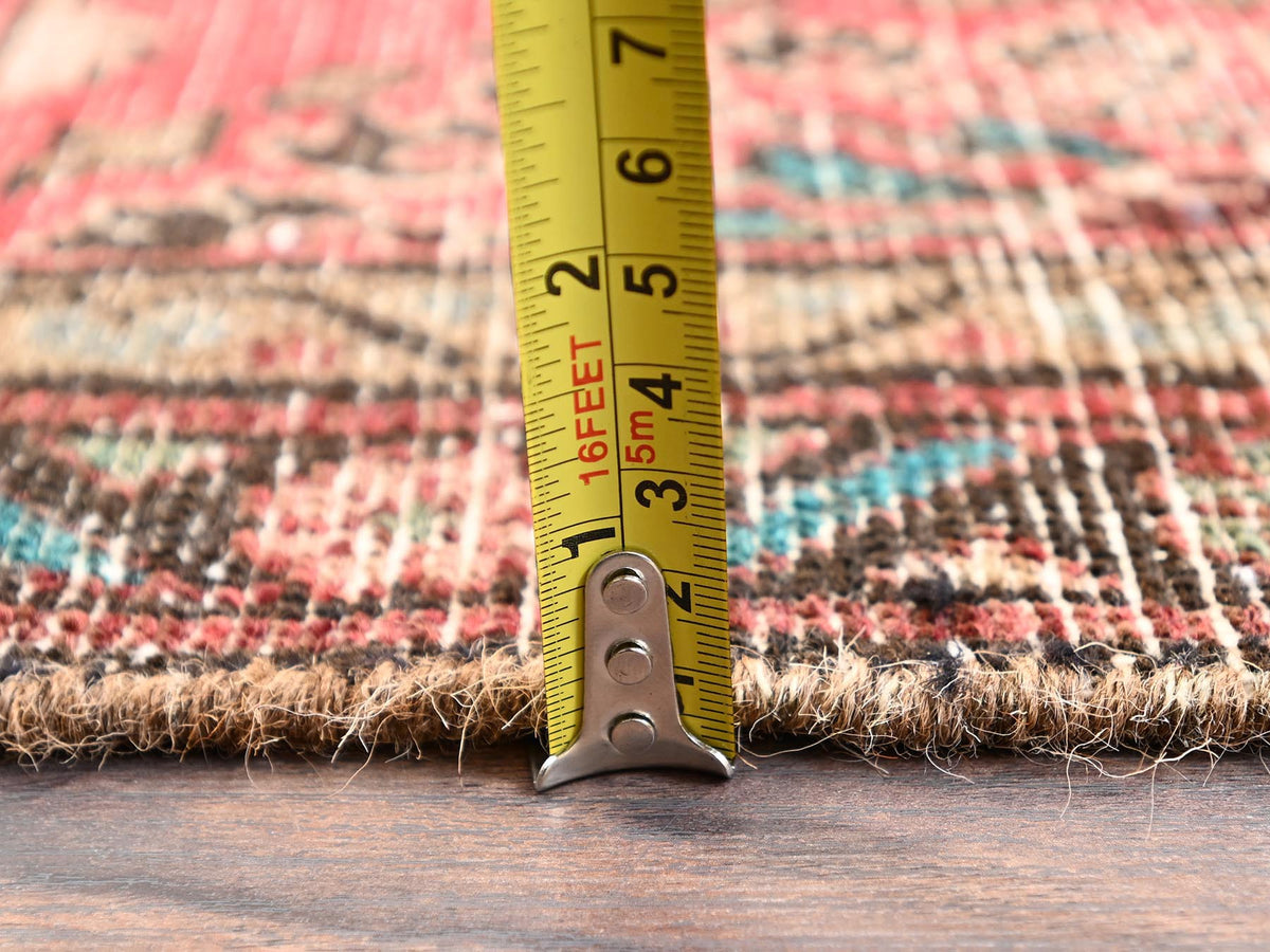 Vintage hand-knotted wool runner in Red & Brown, 3'3" x 13' — SKU O01725 (view 6)
