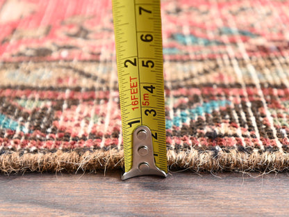 Vintage hand-knotted wool runner in Red & Brown, 3'3" x 13' — SKU O01725 (view 6)