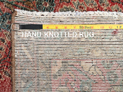 Vintage hand-knotted wool runner in Red & Brown, 3'3" x 13' — SKU O01725 (view 7)