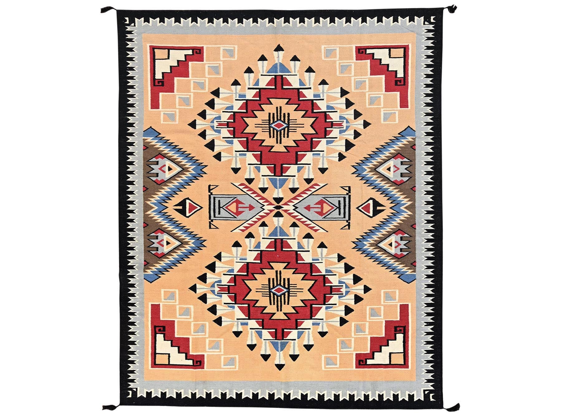Tribal & Geometric hand-knotted wool rug in Orange & Black, 8'1" x 10'3" — SKU O01729