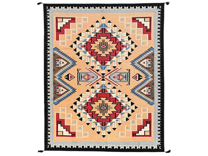 Tribal & Geometric hand-knotted wool rug in Orange & Black, 8'1" x 10'3" — SKU O01729