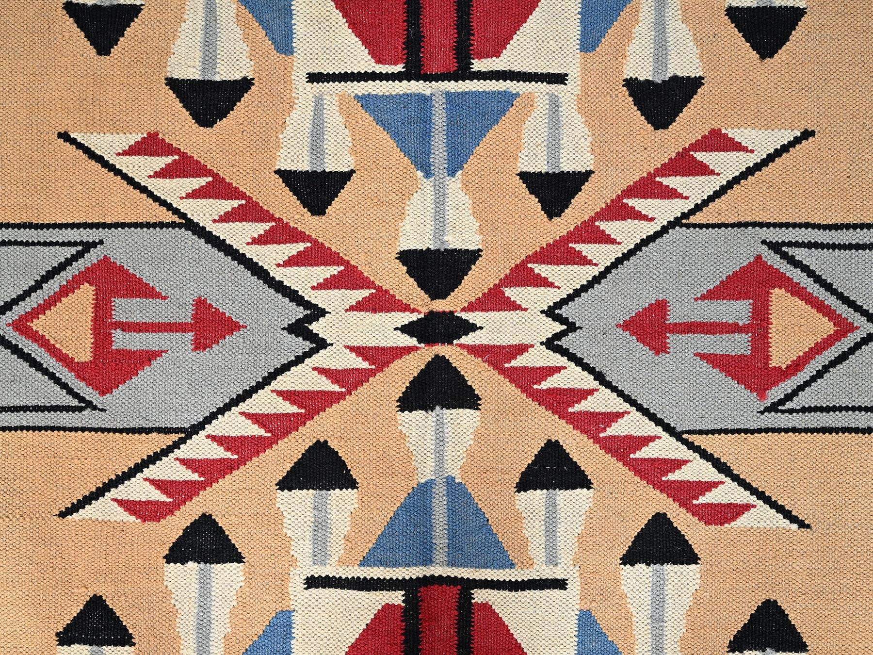 Tribal & Geometric hand-knotted wool rug in Orange & Black, 8'1" x 10'3" — SKU O01729 (view 2)