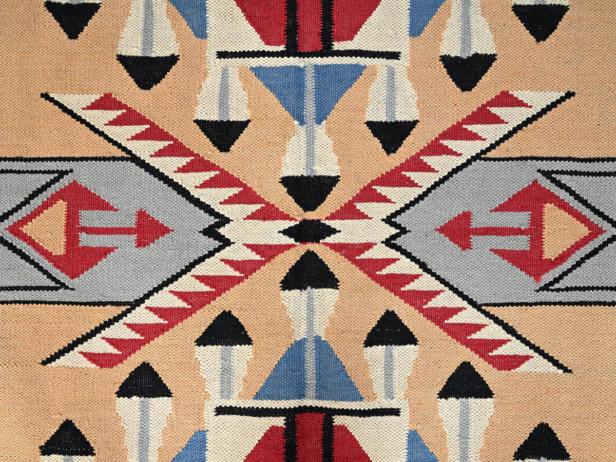 Tribal & Geometric hand-knotted wool rug in Orange & Black, 8'1" x 10'3" — SKU O01729 (view 2)