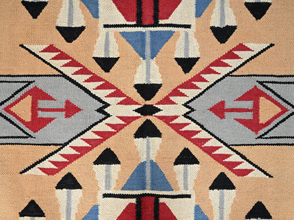 Tribal & Geometric hand-knotted wool rug in Orange & Black, 8'1" x 10'3" — SKU O01729 (view 2)
