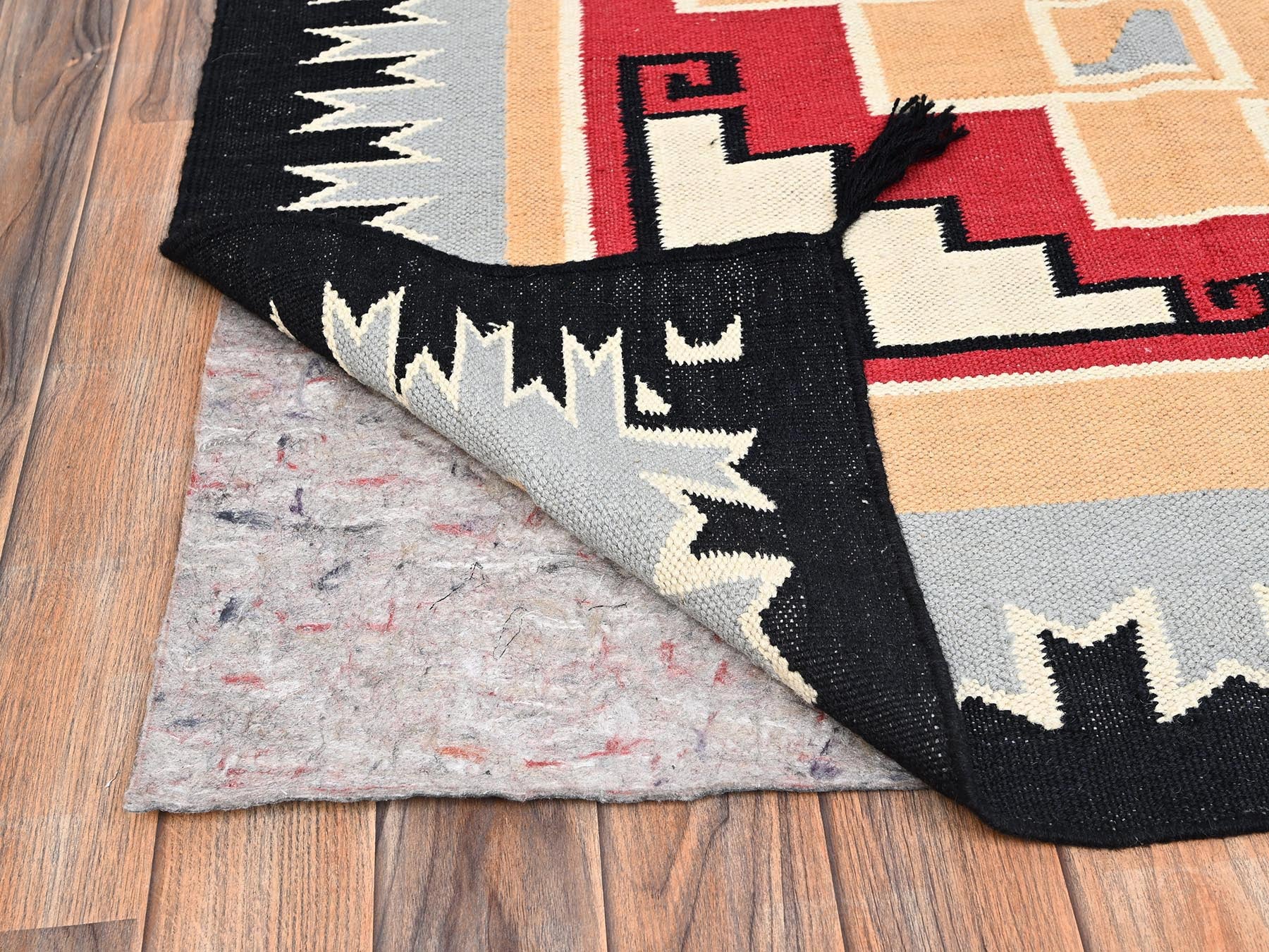 Tribal & Geometric hand-knotted wool rug in Orange & Black, 8'1" x 10'3" — SKU O01729 (view 3)