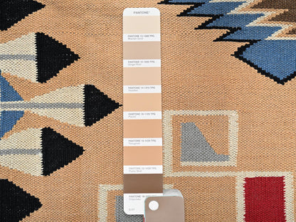 Tribal & Geometric hand-knotted wool rug in Orange & Black, 8'1" x 10'3" — SKU O01729 (view 4)