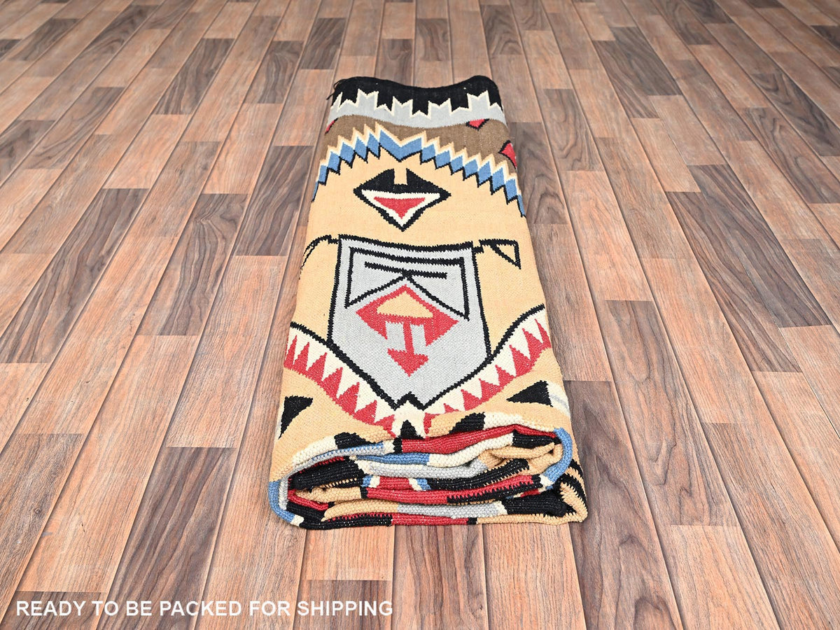 Tribal & Geometric hand-knotted wool rug in Orange & Black, 8'1" x 10'3" — SKU O01729 (view 5)