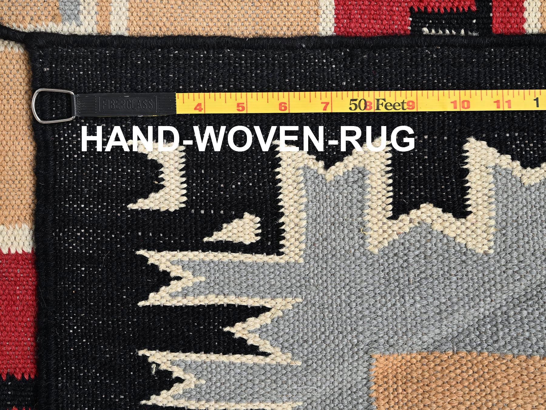 Tribal & Geometric hand-knotted wool rug in Orange & Black, 8'1" x 10'3" — SKU O01729 (view 6)