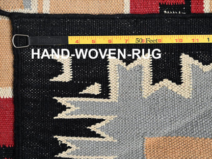 Tribal & Geometric hand-knotted wool rug in Orange & Black, 8'1" x 10'3" — SKU O01729 (view 6)