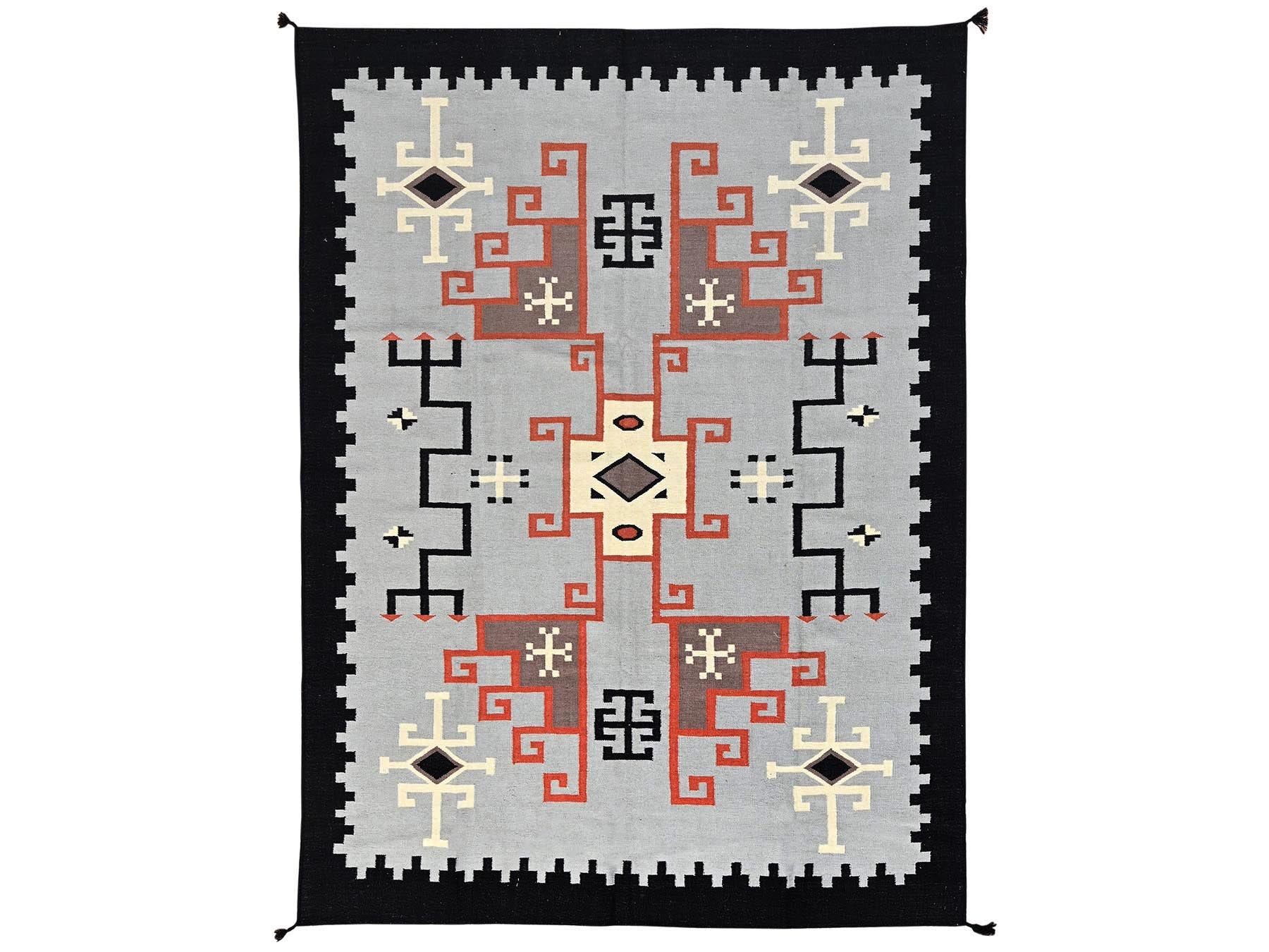 Tribal & Geometric hand-knotted wool rug in Gray & Black, 8'2" x 9'10" — SKU O01731